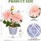 Spring Tabletop Decor – Artificial Dahlia Flower Arrangement in Blue & White Ceramic Pot, 13.8" Silk Dahlia Floral Centerpiece for Dining Table, Home, Office & Shelf Decor (Pale Pink)